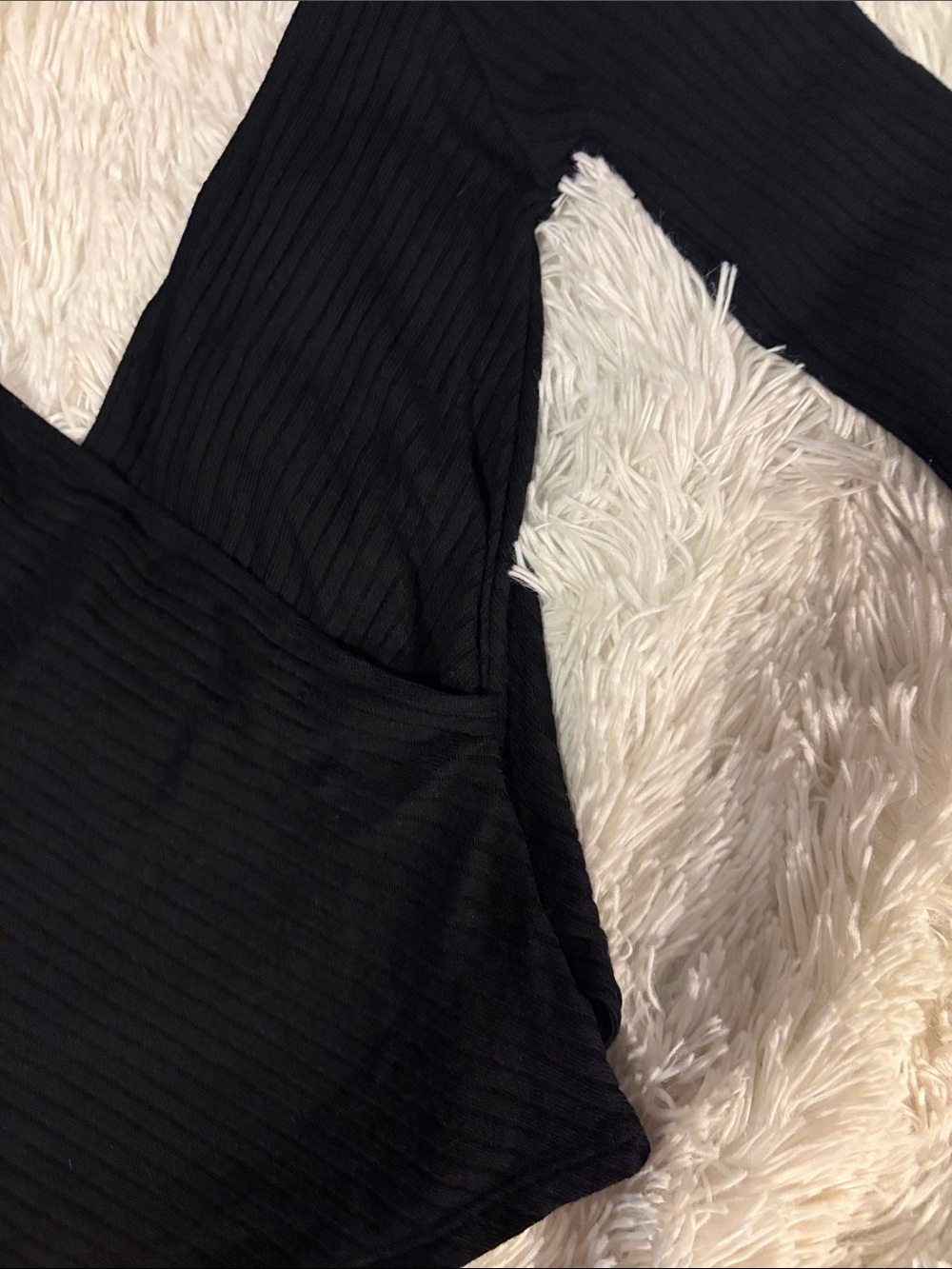 Reformation Black Ribbed Off-Shoulder Top - Picture 3 of 7